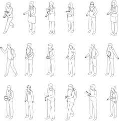 Poster - job students icons set. isometric set of job students vector icons for web design isolated on white 
