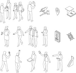 Poster - Mentor icons set. Isometric set of mentor vector icons for web design isolated on white background outline