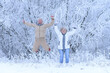 © aletia2011 - elderly couple jumps in winter in nature