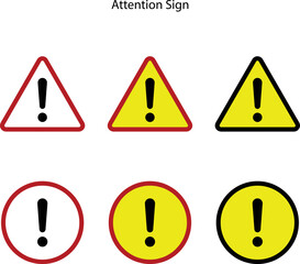 Poster - set of Hazard warning sign with exclamation mark. Yellow triangle sign board. Attention caution illustration on white background. attention Vector illustration EPS 10