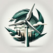 © ArgitopIA - Renewable energy logo design with wind turbines. Generative AI