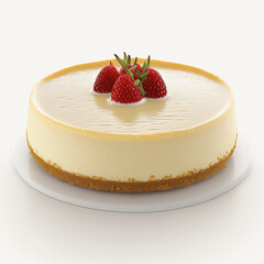 Wall Mural - Cheesecake on White Background