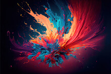 Colorful Background With Paint Splashes, Generative Ai
