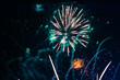 © Artsiom P - Bright light flash of fireworks, against the background of the night sky.