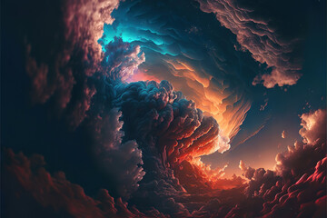 Poster - beautiful clouds in the colorful sky, geenrative ai