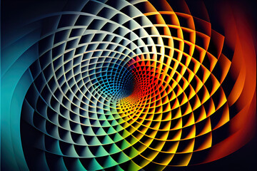 colorful fibonacci grid abstract background with halftone, generative ai