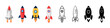 Rocket icons set. Flat Design Icon Template Vector Illustration.