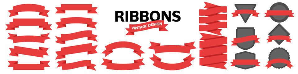 Wall Mural - banners and ribbons collection. vintage design.