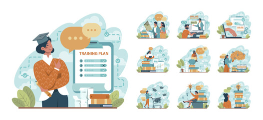 Poster - Education concept set. Multidisciplinary and lifelong studying, knowledge