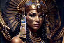  Portrait Of Beautiful Cleopatra Egyptian Queen, Generative Ai
