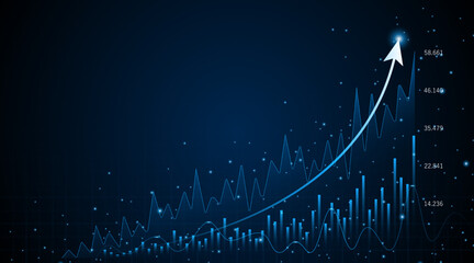 Poster - Business growth graph or profitable investment concept. The arrow increases the company's future growth.
