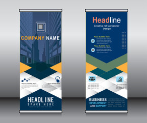 Wall Mural - Roll up banner template design,banner layout, advertisement, pull up, polygon background.