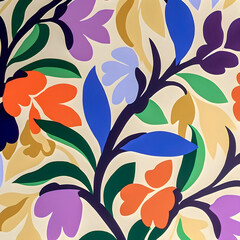 Wall Mural - Floral pattern, Flat design style, retro illustration Generative AI