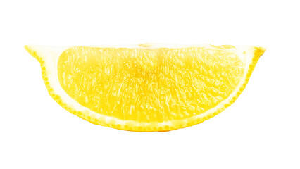 Lemon piece, citrus fruit isolated on transparent background