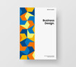 © pro - Multicolored geometric tiles postcard concept. Unique magazine cover A4 design vector illustration.