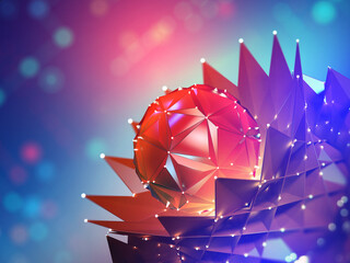 Aufkleber - Cyber ball, bunch of synthetic neurons. 3d illustration of artificial intelligence digital festival