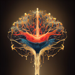 Leinwandbilder - Beautiful abstract, black brain with orange light