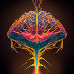 Aufkleber - Beautiful abstract, black brain with orange light
