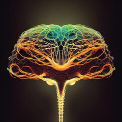 Aufkleber - Beautiful abstract, black brain with orange light