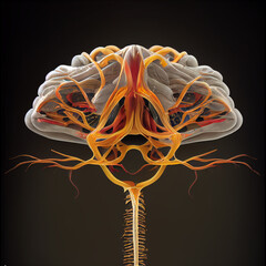 Poster - Beautiful abstract, black brain with orange light
