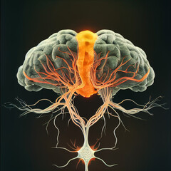 Aufkleber - Beautiful abstract, black brain with orange light