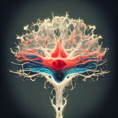 Poster - Beautiful abstract, black brain with orange light