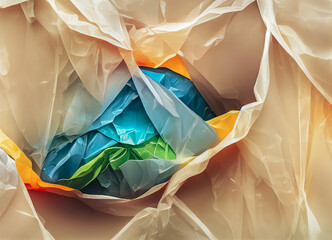 Aufkleber - Beautiful plastic bag abstract background. No Plastic Bag Concept, save world, protect earth.	