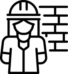 Poster - Female worker icon outline vector. Woman engineer. Person helmet