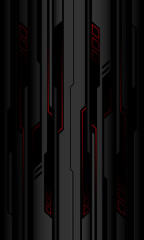 Poster - Abstract red black cyber circuit shadow on grey metallic design modern technology futurisitc background vector