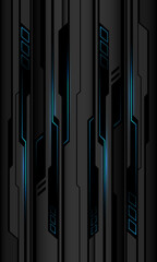Poster - Abstract blue black cyber circuit shadow on grey metallic design modern technology futurisitc background vector