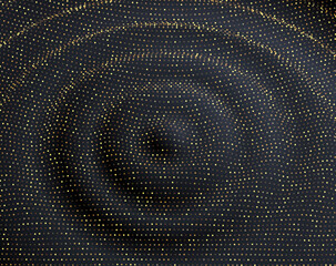 Wall Mural - Vector ripple effect. 3D waves formed by dots. Minimal background design with concentric waves of shimmering golden particles.