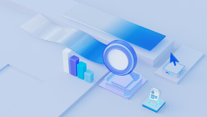 Poster - SEO Search Engine Optimization Marketing Ranking Traffic Website Internet Business Technology Concept. 3d render