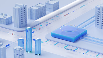 Fototapete - Digital technology smart city concept. 3d rendering