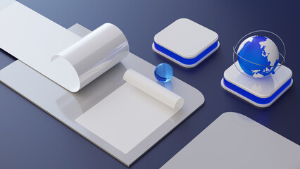 Poster - Mockup business template with blank paper, technology device, 3d rendering