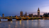 Fototapeta Nowy Jork - Panoramic View of the Westminster Bridge with Big Ben and the House of Parliament in the background