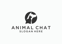 Chat Pet Logo Design Vector Illustration Template