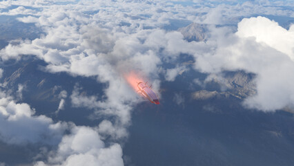 Wall Mural - Hypersonic rocket flies above the clouds