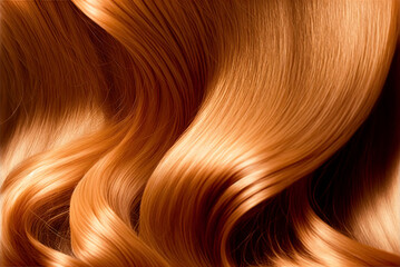 beautiful shiny ginger red hair texture closeup. generative ai
