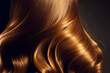 Beautiful shiny caramel brown hair texture closeup. Generative AI