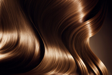 beautiful shiny caramel brown hair texture closeup. generative ai