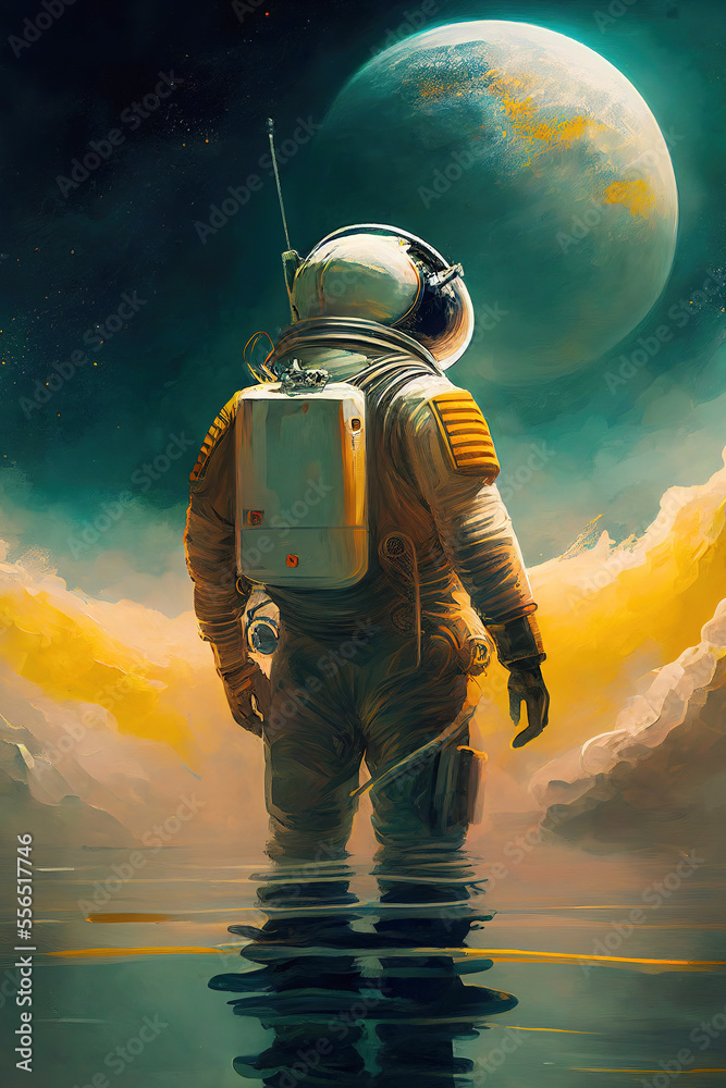 Astronaut on the space galaxy background , ther worlds Stock ...