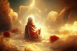 Divine eternal essence, god in heaven. Seer monk oracle