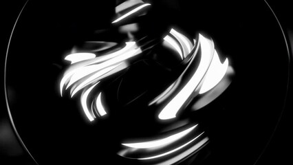 Poster - Futuristic 3d structure with rotating ball. Design. Neon lines glow in rotating abstract ball. Metal abstract ball rotates with neon lines