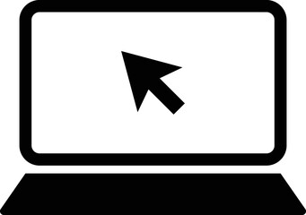 Poster - laptop computer  icon with arrow . laptop with pointer or cursor icon