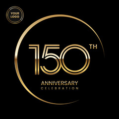 Wall Mural - 150th anniversary logo design with double line concept. Logo Vector Illustration