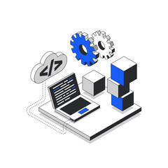 Coding illustration. Modern linear inphographic