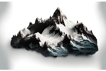 Poster - Isolated mountain on a white background. Generative AI