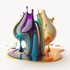 Wall Mural - Dynamic cmyk paint splash sculpture illustration made with Generative AI