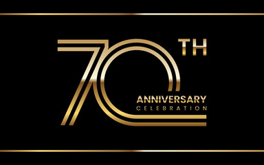 Wall Mural - 70th anniversary logo design with double line concept. Logo Vector Illustration