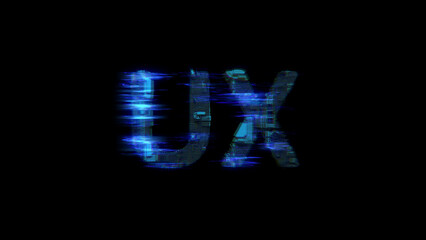 Fototapete - cybernetical electric light shining text UX in glitch style, isolated - object 3D rendering